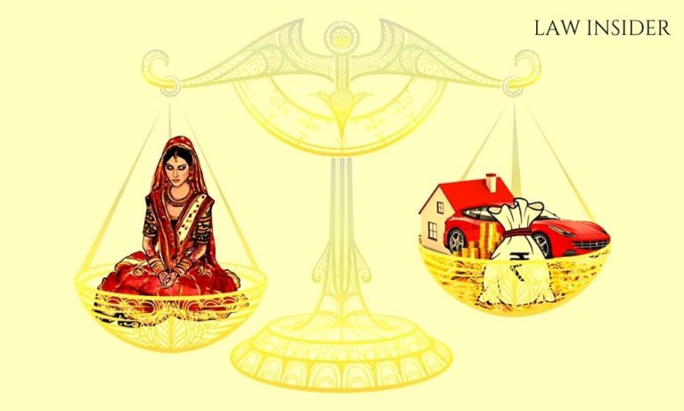 A bride on a scale, being mmeasured opposite materialistic things, asked for dowry