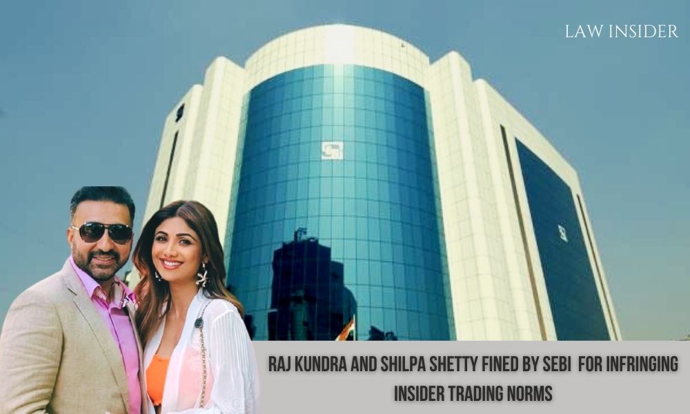 Raj Kundra and wife, Shilpa Shetty together, SEBI office building in the background