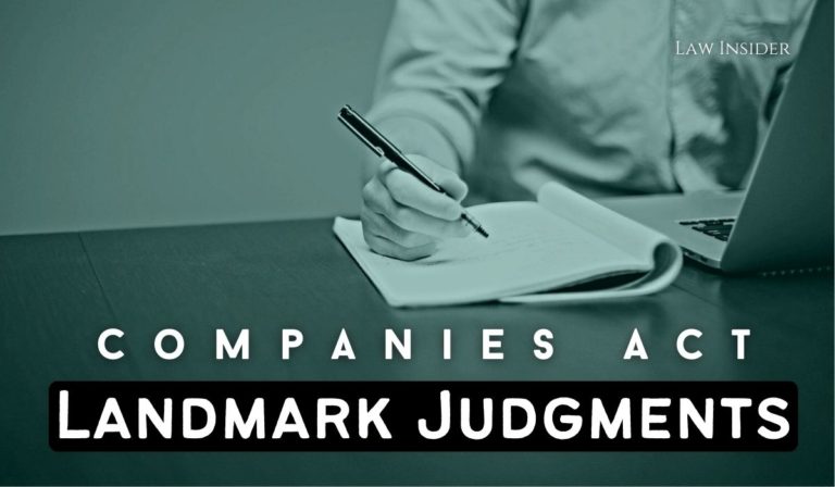 Companies Act Landmark Judgments LAW INSIDER